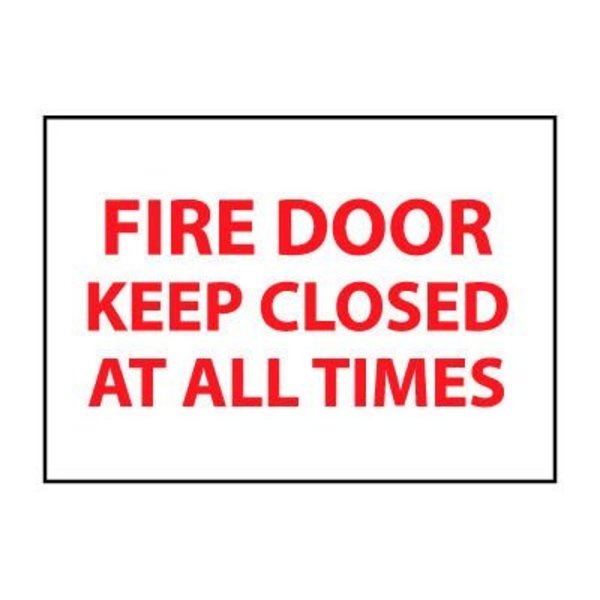 National Marker Co Fire Safety Sign - Fire Door Keep Closed At All Times - Plastic M31RB